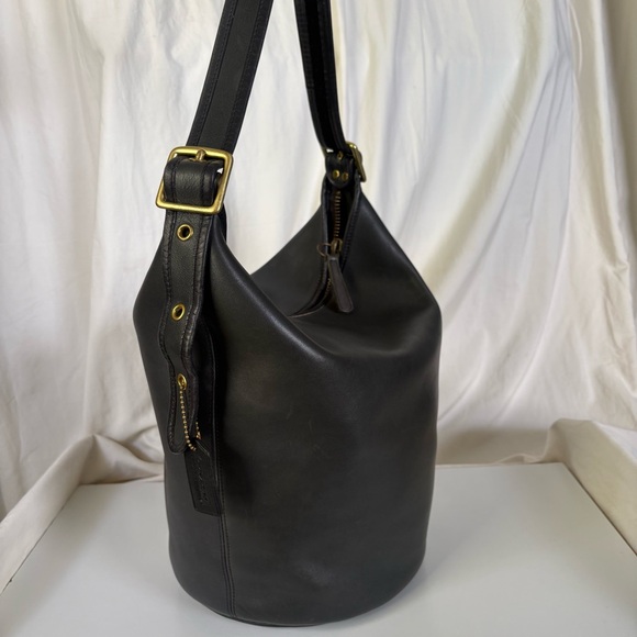 Coach Handbags - Coach 1970’s Black Leather Duffle Feed Sack Made in New York City